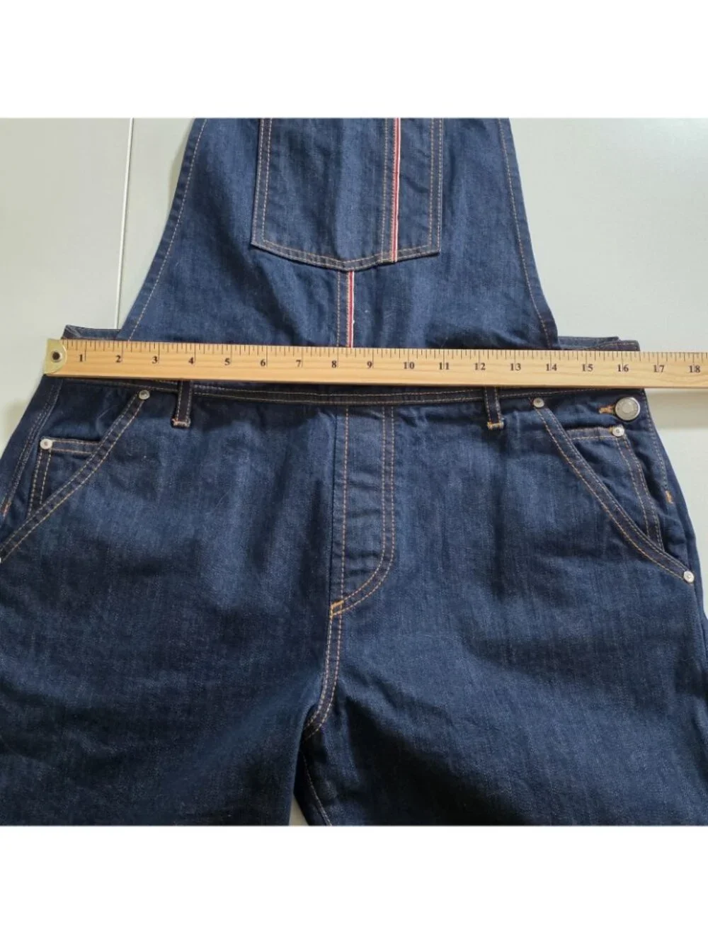 Topshop Moto Selvedge Denim Overalls Womens US 8 Navy Rigid Italy Preppy Grunge - Picture 5 of 16